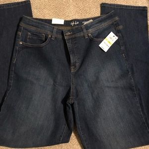 High waisted straight leg jeans